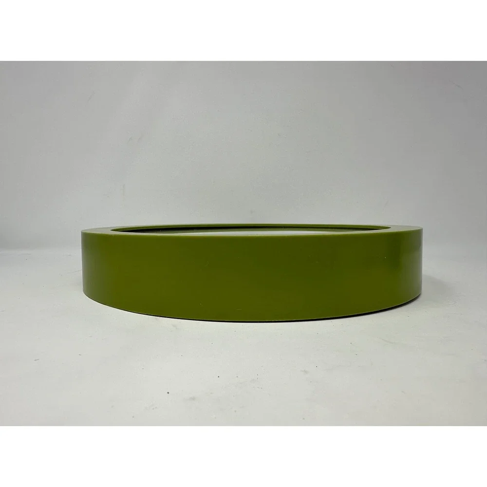 Jia Li M2008 Round Wall Clock Olive Green White 3D Embossed Numerals Quartz